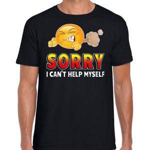 Funny emoticon t-shirt Sorry i cant help myself zwart voor heren - Fun / cadeau- Foute party kleding