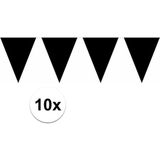 10x vlaggenlijn / slinger zwart 10 meter - totaal 100 meter - slingers