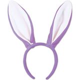 Paashaas/konijn oren diadeem paars/wit met tandjes/snuit voor adults