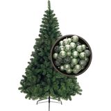 Bellatio Decorations kerstboom H120 cm - met kerstballen mintgroen