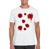 Schotwonden t-shirt wit heren voor Halloween of gangster outfit