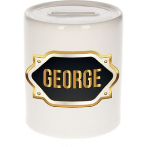 George naam cadeau spaarpot met gouden embleem - kado verjaardag/ vaderdag/ pensioen/ geslaagd/ bedankt