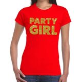 Party Girl gouden glitter tekst t-shirt rood dames - dames shirt Party Girl