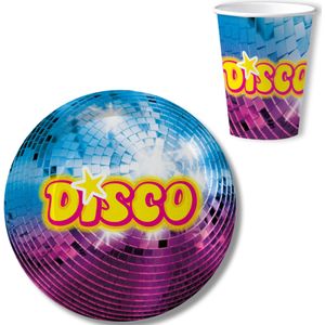 Disco feest wegwerpbordjes en bekertjes - 10x - D23 cm - jaren 80/disco themafeest