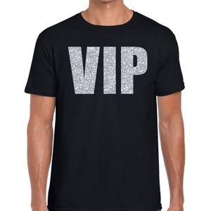 VIP zilver glitter tekst t-shirt zwart voor heren