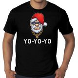 Grote maten Gangster / rapper Santa fout Kerstshirt / Kerst t-shirt zwart voor heren - Kerstkleding / Christmas outfit