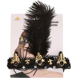 Carnaval verkleed accessoire set - dames hoofdband en parelketting - charleston/jaren 20 stijl