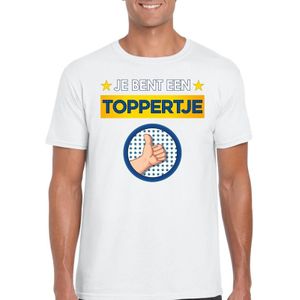 Wit feest shirt - Je bent een toppertje met duim omhoog voor heren