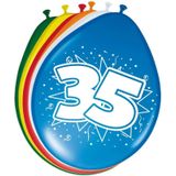 Folat - Verjaardag feestversiering 35 jaar PARTY letters en 16x ballonnen met 2x plastic vlaggetjes