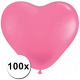 Hartjes ballonnen roze 15 cm 100 stuks