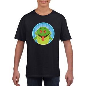 Kinder t-shirt zwart met vrolijke kikker print - kikkers shirt - kinderkleding / kleding