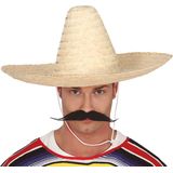 Guirca Mexicaanse Sombrero hoed voor heren - carnaval/verkleed accessoires - naturel
