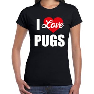 I love Pugs honden t-shirt zwart - dames - Pugs liefhebber cadeau shirt