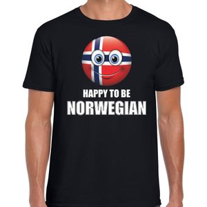 Noorwegen Happy to be Norwegian landen t-shirt met emoticon - zwart - heren -  Noorwegen landen shirt met Noorse vlag - EK / WK / Olympische spelen outfit / kleding