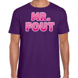 Bellatio Decorations verkleed t-shirt voor heren - Mr. Fout - paars/roze - carnaval