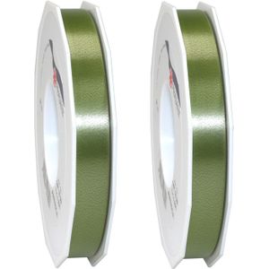 3x XL Hobby/decoratie legergroene kunststof sierlinten 1,5 cm/15 mm x 91 meter- Luxe kwaliteit - Cadeaulint kunststof lint/ribbon