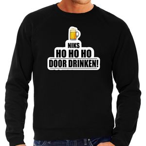 Grote maten niks ho ho ho bier doordrinken foute Kerst sweater - zwart - heren - Kerst trui / Kerst outfit / drank kersttrui