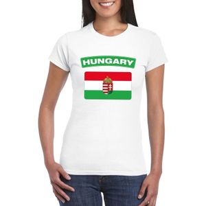 Hongarije t-shirt met Hongaarse vlag wit dames