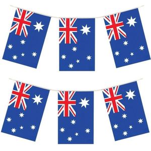 2x Vlaggenlijnen Australie 4 meter landen decoratie - Australische vlag - Landen decoratie - Fan/supporter artikelen