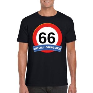 66 jaar and still looking good t-shirt zwart - heren - verjaardag shirts