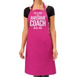 Awesome coach cadeau bbq/keuken schort roze dames