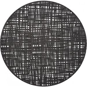 6x Ronde placemats glanzend zwart 38 cm - Zeller - Keukenbenodigdheden - Tafeldecoratie - Borden onderleggers van kunststof