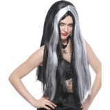 Funny Fashion Heksenpruik lang haar - zwart/grijs - dames - Halloween