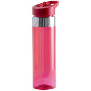 Rode drinkfles/waterfles met schroefdop en RVS 650 ml - Sportfles - BPA-vrij
