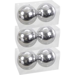 6x Grote kunststof kerstballen zilver glanzend 15 cm - Grote onbreekbare kerstballen