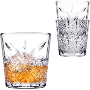 Pasabahce - Stapelbare whisky tumbler glazen - 12x - Timeless serie - transparant - 340 ml