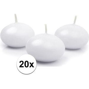 20x Drijfkaarsen Wit 5 cm - Woondecoraties Kaarsen