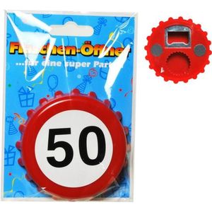 Verkeersbord flesopener 50 jaar