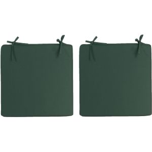 4x Stoelkussens voor binnen- en buitenstoelen in de kleur donkergroen 40 x 40 cm - Tuinstoelen kussens