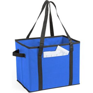 Auto kofferbak/kasten organizer tas blauw vouwbaar 34 x 28 x 25 cm - Vouwbaar - Auto opberg accessoires