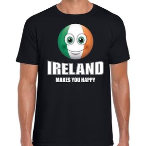 Ireland makes you happy landen t-shirt Ierland met emoticon - zwart - heren -  Ierland landen shirt met Ierse vlag - EK / WK / Olympische spelen outfit / kleding