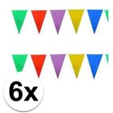 6x Vlaggenlijnen gekleurde vlaggetjes - 10 meter - slingers