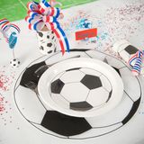 Santex feest wegwerpbordjes - voetbal - 20x stuks - 23 cm - wit/zwart