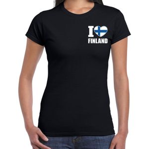 I love Finland t-shirt zwart op borst voor dames - Finland landen shirt - supporter kleding