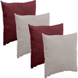 Hesperide Bank/sier/tuin kussens - binnen/buiten - set 4x stuks - bordeaux rood/taupe - 40x40 cm