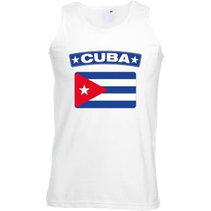 Cuba singlet shirt/ tanktop met Cubaanse vlag wit heren