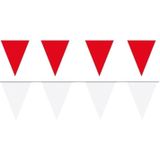 Witte/Rode feest punt vlaggetjes pakket - 80 meter - slingers / vlaggenlijn