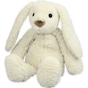 Inware pluche konijn/haas knuffeldier - wit - zittend - 22 cm - Dieren knuffels