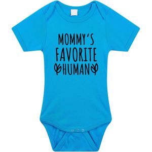 Mommys favourite human tekst baby rompertje blauw jongens - Kraamcadeau/ Moederdag - Babykleding