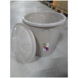 Kunststof afvalemmers/vuilnisemmers taupe 21 liter met deksel - Vuilnisbakken/prullenbakken - Kantoor/keuken