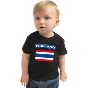 Thailand baby shirt met vlag zwart jongens en meisjes - Kraamcadeau - Babykleding - Thailand landen t-shirt