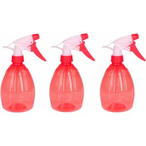 3x Rode plantenspuiten 500 ml - Tuinbenodigdheden - Waterverstuiver - Plantensproeiers/plantenspuiten