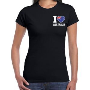 I love Australia t-shirt zwart op borst voor dames - Australie landen shirt - supporter kleding