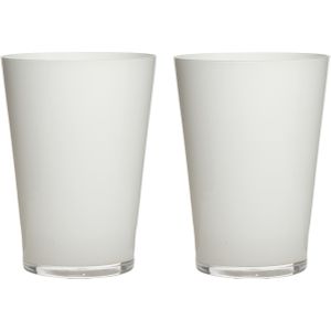 2x stuks luxe witte conische stijlvolle vaas/vazen van glas 30 x 22 cm - Bloemen/boeketten vaas voor binnen gebruik
