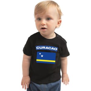 Curacao baby shirt met vlag zwart jongens en meisjes - Kraamcadeau - Babykleding - Curacao landen t-shirt