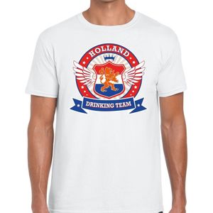 Wit Holland drinking team t-shirt / t-shirt rwb heren -  Nederland/supporter kleding